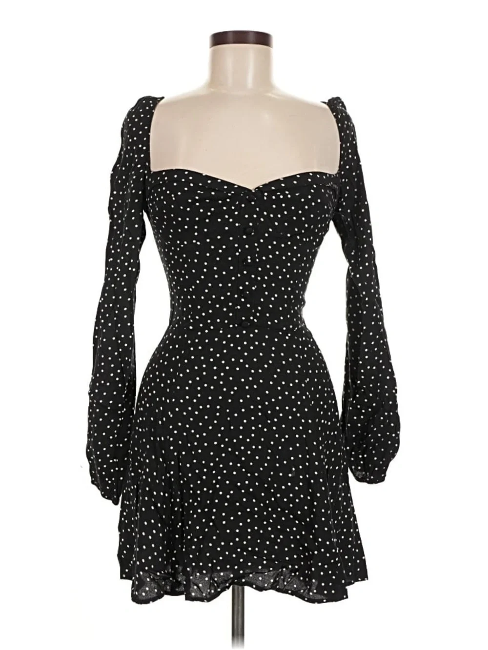 Reformation Black Polka‎ Dot Sweetheart Mini Dress Size 6 Preowned
